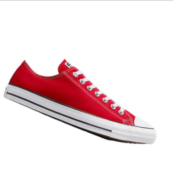 All Red Siam Luxe Crystal Red Low Top Converse Sizes 5-14 With Ribbon Laces New - Picture 6 of 15